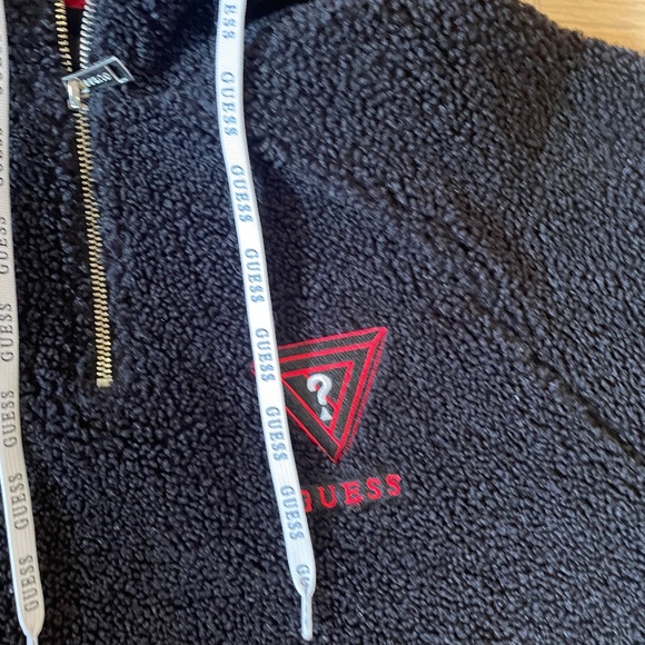 GUESS Men's 1/4 zip pullover fleece SMALL side zip Retro - Picture 3 of 5
